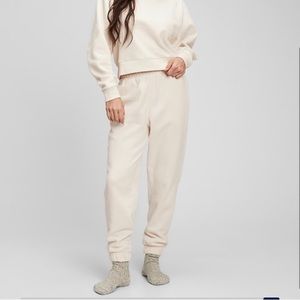 Cream colored fleece joggers, Gap, size Medium.